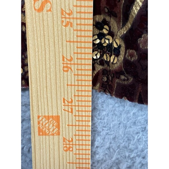 VTG Velvet Blazer XL 90s Y2K Boho Paisley Jacket Gold Burgundy Rayon Silk USA - Picture 9 of 16